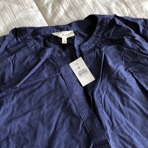 Blue puff sleeve blouse